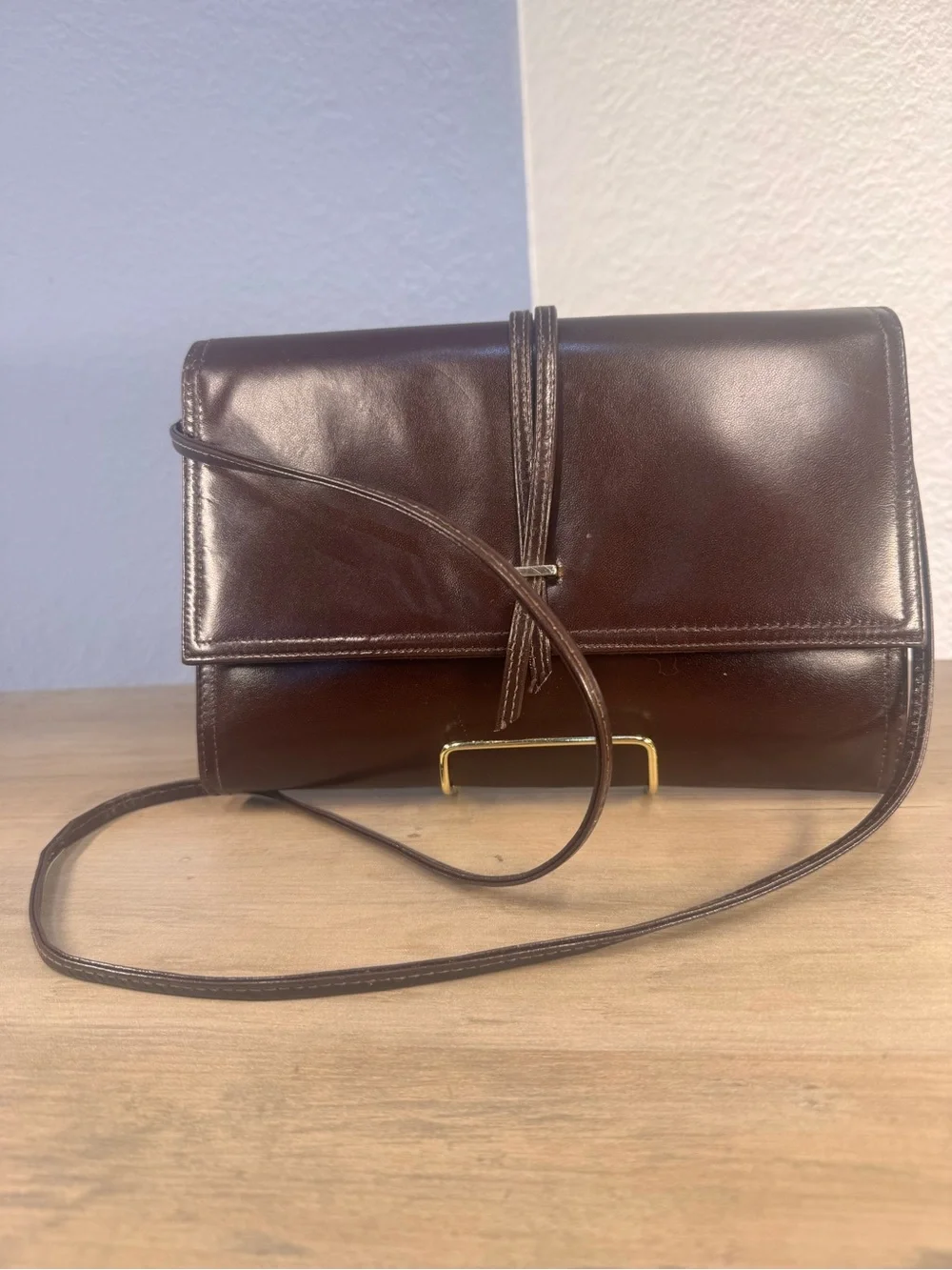 Vintage Jay Herbert New York Brown Leather Envelope Crossbody Shoulder Bag
